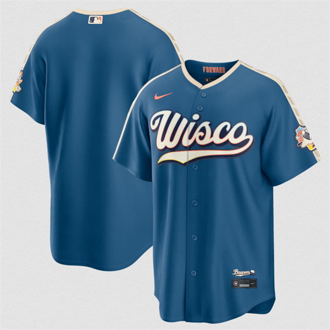 Men's Milwaukee Brewers Blank Mineral Blue 2026 City Connect Stadium Stitched Baseball Jersey